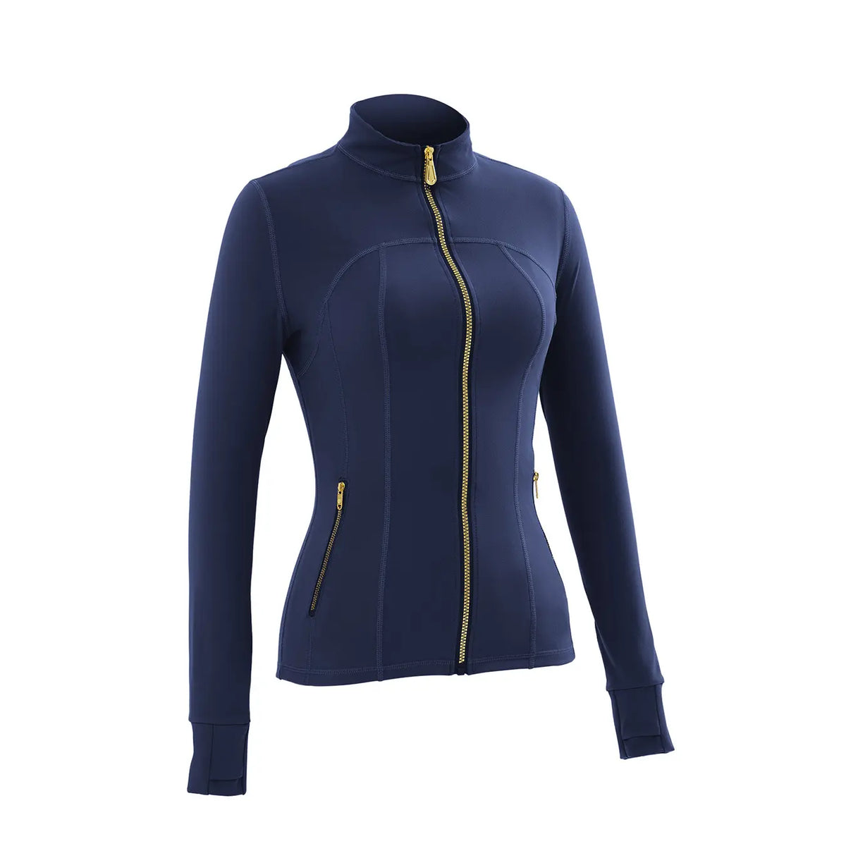 Women Stand Collar Full Zip Yoga Jacket Long Sleeve Thumb Hole Slim Fit Workout Coat with Zipper Side Pockets Backtoschool Sport Outerwear Sports Fitness Outerwear,Sohochic Sohochic