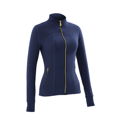 Women Stand Collar Full Zip Yoga Jacket Long Sleeve Thumb Hole Slim Fit Workout Coat with Zipper Side Pockets Backtoschool Sport Outerwear Sports Fitness Outerwear,Sohochic Sohochic