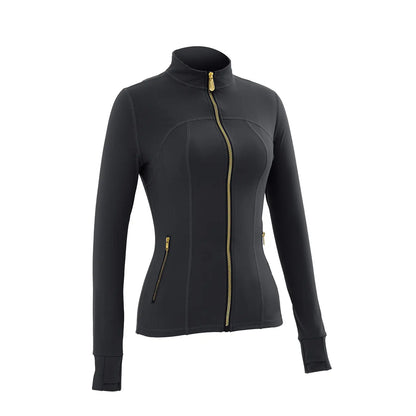 Women Stand Collar Full Zip Yoga Jacket Long Sleeve Thumb Hole Slim Fit Workout Coat with Zipper Side Pockets Backtoschool Sport Outerwear Sports Fitness Outerwear,Sohochic Sohochic