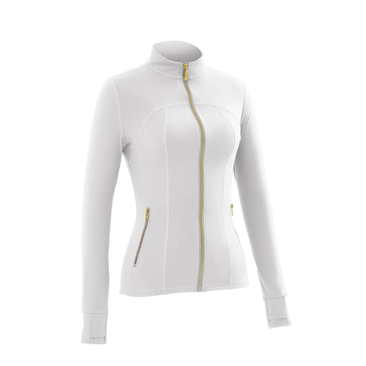 Women Stand Collar Full Zip Yoga Jacket Long Sleeve Thumb Hole Slim Fit Workout Coat with Zipper Side Pockets Backtoschool Sport Outerwear Sports Fitness Outerwear,Sohochic Sohochic