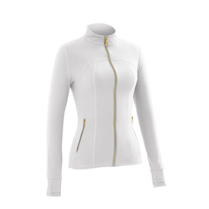 Women Stand Collar Full Zip Yoga Jacket Long Sleeve Thumb Hole Slim Fit Workout Coat with Zipper Side Pockets Backtoschool Sport Outerwear Sports Fitness Outerwear,Sohochic Sohochic