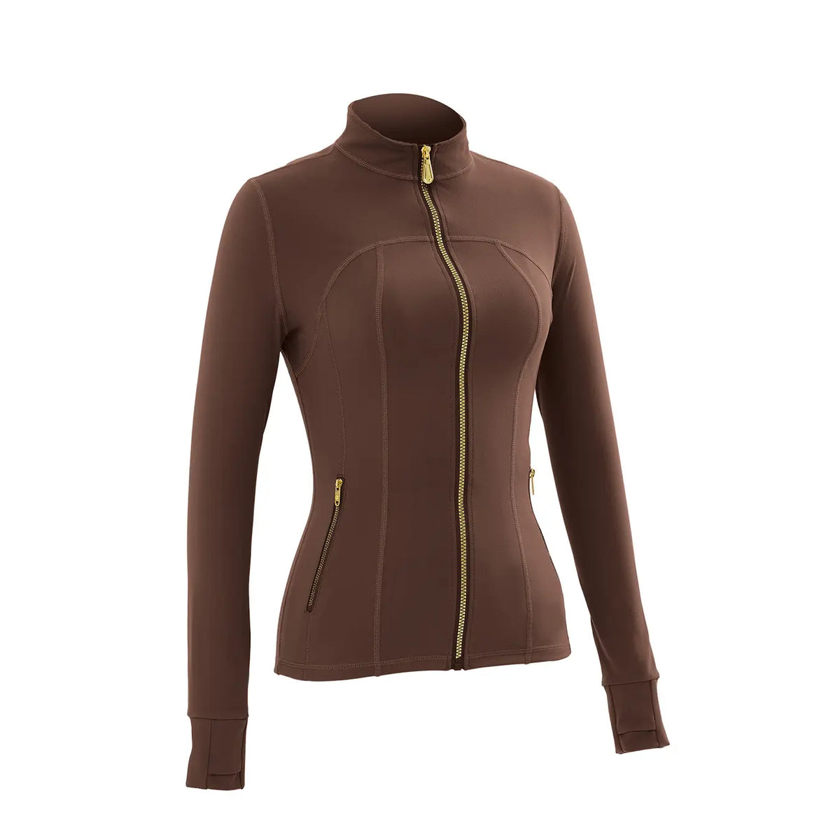 Women Stand Collar Full Zip Yoga Jacket Long Sleeve Thumb Hole Slim Fit Workout Coat with Zipper Side Pockets Backtoschool Sport Outerwear Sports Fitness Outerwear,Sohochic Sohochic