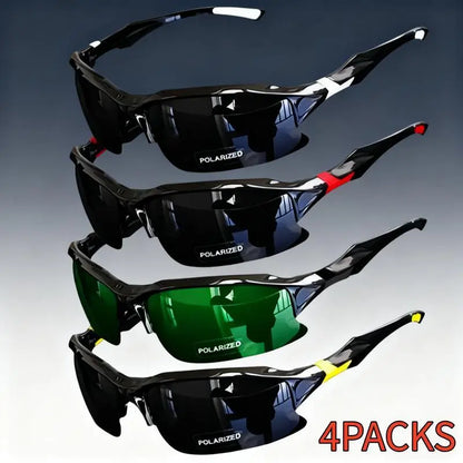 Unisex 4-Pack Sporty Eyewear, Polarized UV400 Windproof Anti-Glare Sunglasses with UV Protection for Running, Driving, Hiking Running Sunglasses, Lightweight Outdoor Sports Shades