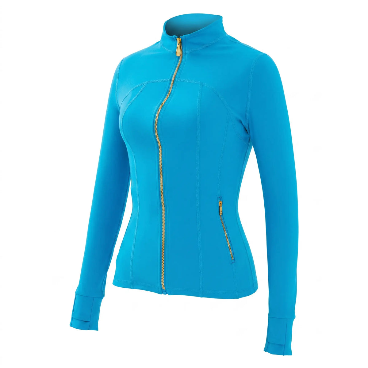 Women Stand Collar Full Zip Yoga Jacket Long Sleeve Thumb Hole Slim Fit Workout Coat with Zipper Side Pockets Backtoschool Sport Outerwear Sports Fitness Outerwear,Sohochic Sohochic