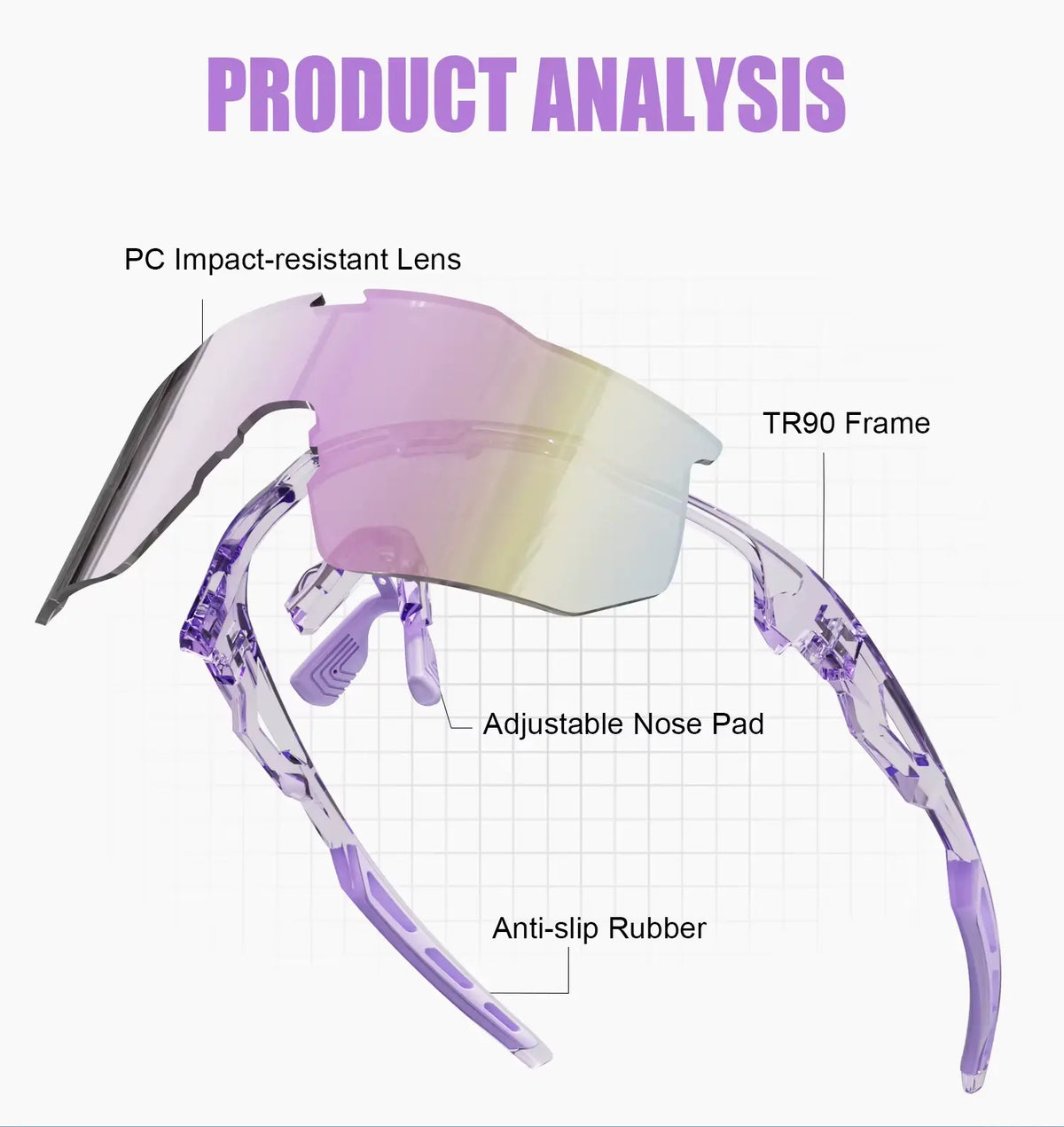 Y2K Trendy Sports Sunglasses, 31G Ultra-Light TR90 Frame, Running & Cycling Sports Eyewear