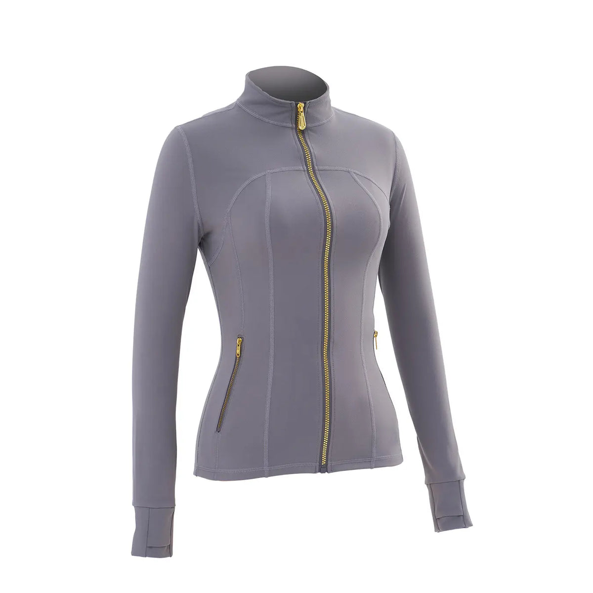 Women Stand Collar Full Zip Yoga Jacket Long Sleeve Thumb Hole Slim Fit Workout Coat with Zipper Side Pockets Backtoschool Sport Outerwear Sports Fitness Outerwear,Sohochic Sohochic