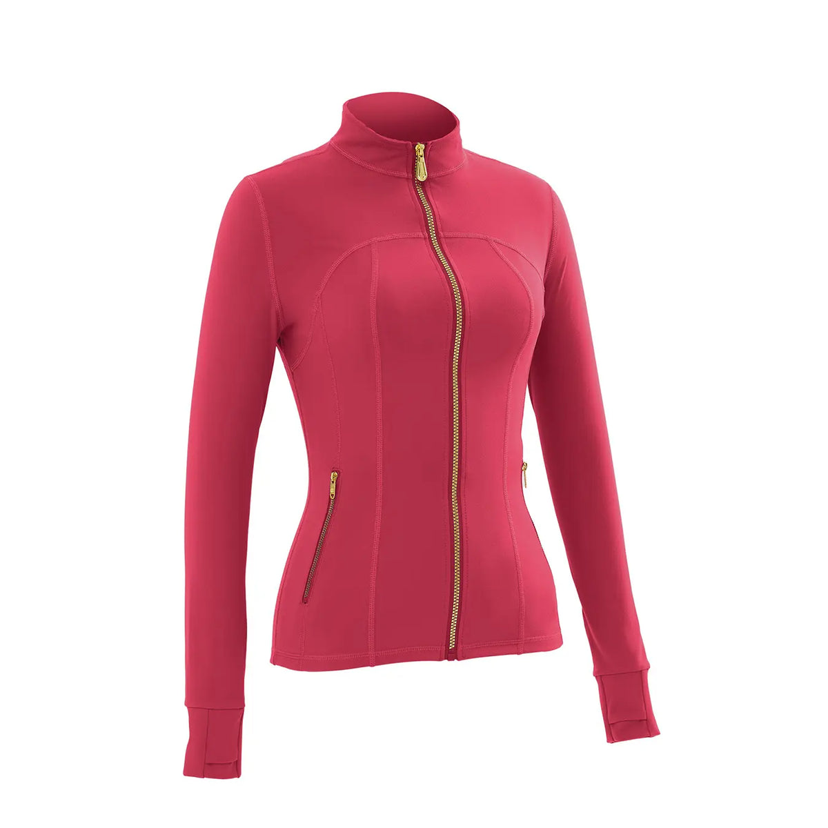 Women Stand Collar Full Zip Yoga Jacket Long Sleeve Thumb Hole Slim Fit Workout Coat with Zipper Side Pockets Backtoschool Sport Outerwear Sports Fitness Outerwear,Sohochic Sohochic