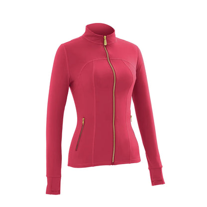 Women Stand Collar Full Zip Yoga Jacket Long Sleeve Thumb Hole Slim Fit Workout Coat with Zipper Side Pockets Backtoschool Sport Outerwear Sports Fitness Outerwear,Sohochic Sohochic