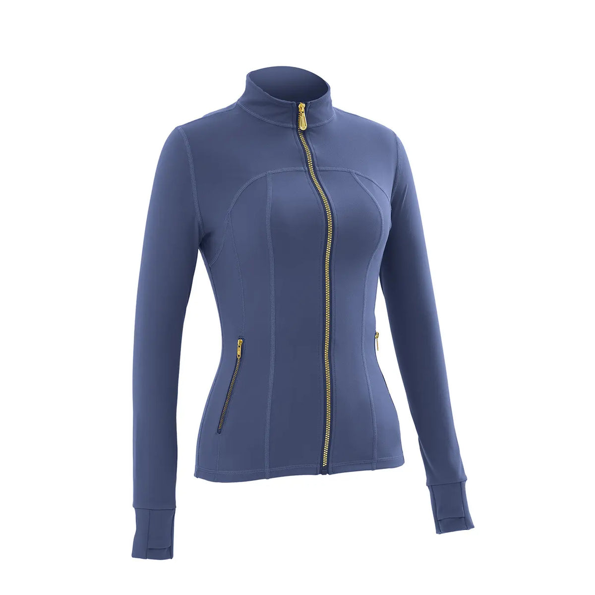 Women Stand Collar Full Zip Yoga Jacket Long Sleeve Thumb Hole Slim Fit Workout Coat with Zipper Side Pockets Backtoschool Sport Outerwear Sports Fitness Outerwear,Sohochic Sohochic