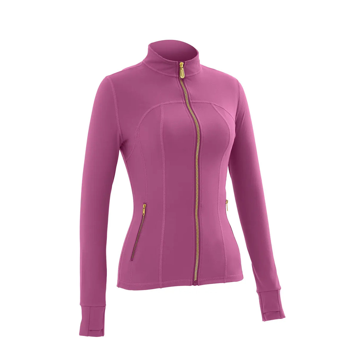 Women Stand Collar Full Zip Yoga Jacket Long Sleeve Thumb Hole Slim Fit Workout Coat with Zipper Side Pockets Backtoschool Sport Outerwear Sports Fitness Outerwear,Sohochic Sohochic