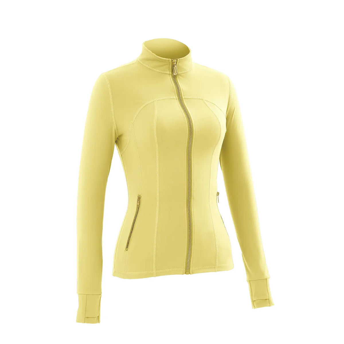 Women Stand Collar Full Zip Yoga Jacket Long Sleeve Thumb Hole Slim Fit Workout Coat with Zipper Side Pockets Backtoschool Sport Outerwear Sports Fitness Outerwear,Sohochic Sohochic